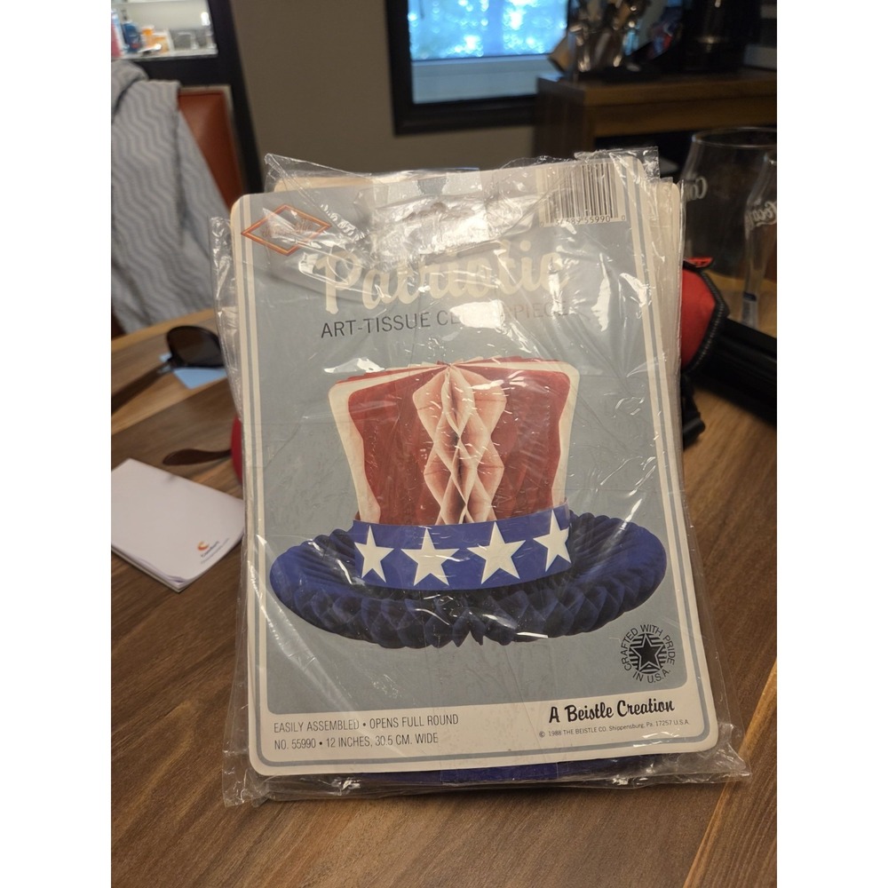 Vintage Lot Of 4 Patriotic Fan Centerpieces Uncle Sam's Hat